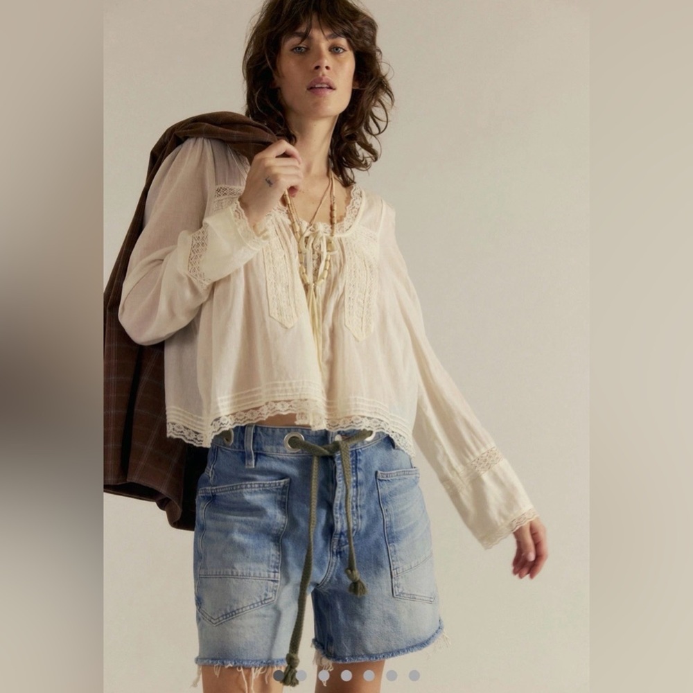Free People Moxie Barrel Shorts We The Free Slouchy Truest Blue